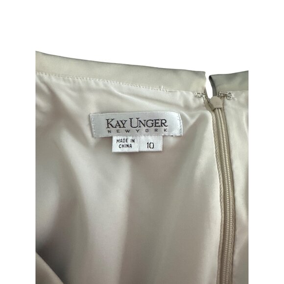 Elegant Satin Champagne Knee-Length Cocktail Dress With 3/4 Sleeves & Ruched Det - Picture 7 of 10